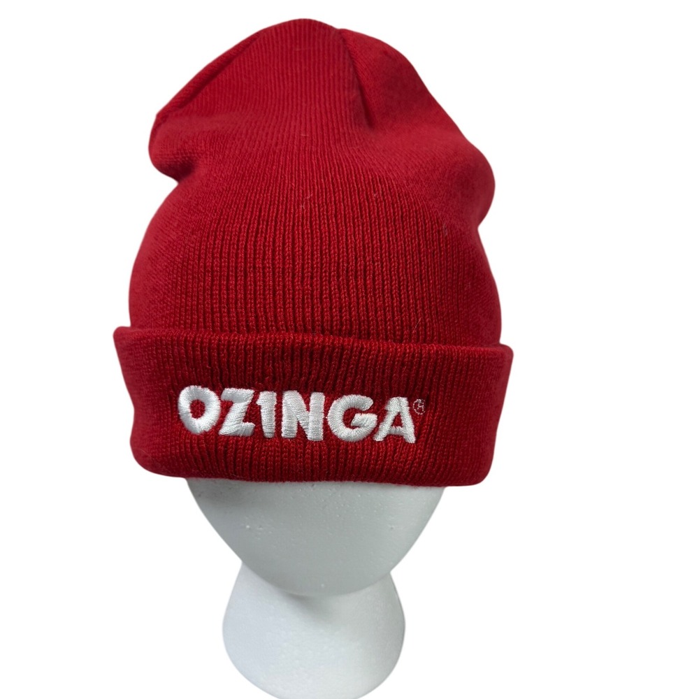 Ozinga Red Beanie Hat Embroidered Logo Winter Warm Acrylic Knit‎ Construction